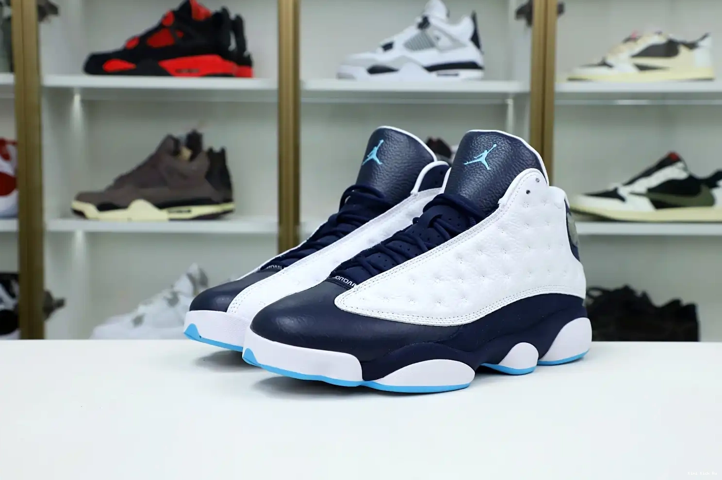 13 POWDER WHITE Kimikick BLUE OBSIDIAN 414571-144 RETRO JORDAN AIR 0603